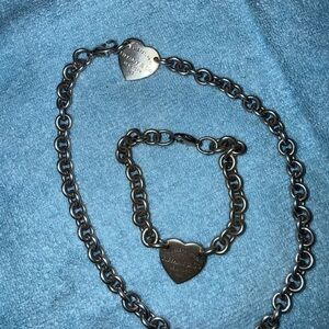 Tiffany & Co. Silver Heart Necklace and Bracelet